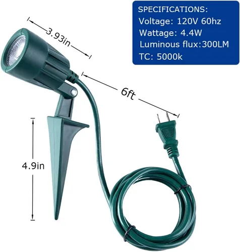 Miniatura 7 de Foco para exteriores enchufable, resistente a la intemperie, estaca resistente, luz de paisaje para patio, bandera, decoración navideña, cable de 6