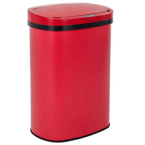 Miniatura 17 de BestOffice Papelera de plástico de 13 galones con tapa Roja Basurero automático sin tacto Control de olores Diseño ovalado moderno Fácil
