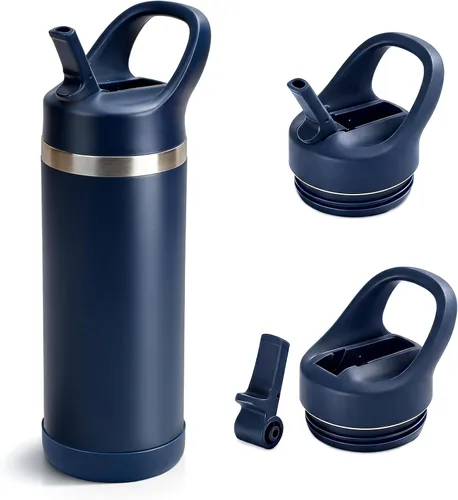 Miniatura 18 de Hydraful Botella de agua para niños de 12 onzas con tapa de pajilla, botella de acero inoxidable aislada al vacío, botella de agua deportiva sin BPA