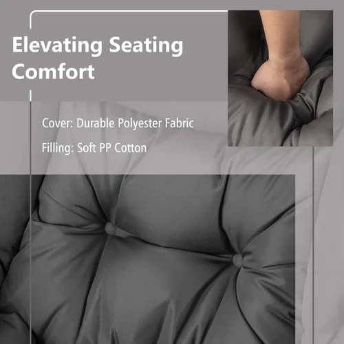 Miniatura 5 de Giantex Silla perezosa con otomana, sofá decorativo con reposapiés plegable, bolsillo de almacenamiento lateral, sillón tapizado de ocio con Gris