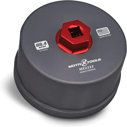 Motivx Tools MX2322-US llave de filtro de aceite de 86.4 mm con 16 ranuras de aluminio mecanizado CNC de precisión compatible con motores turbo de 4