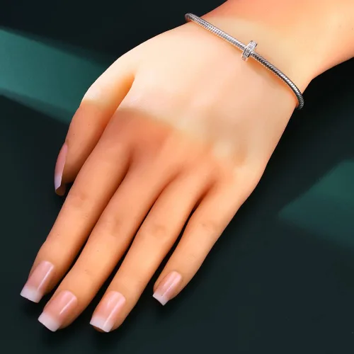 Miniatura 5 de Abalorios espaciadores con circonita cúbica transparente de plata de ley 925 para pulseras Pandora