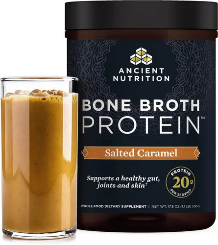 Miniatura 19 de Ancient Nutrition Proteína en polvo hecha de verdadero caldo de huesos, sabor chocolate, 20 g de proteína por porción, envase de 20 porciones