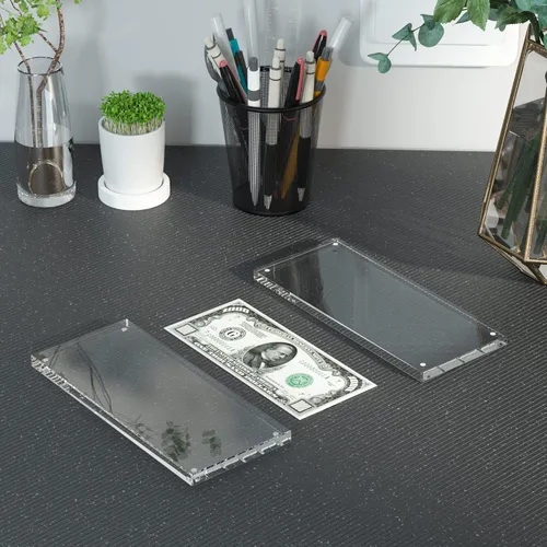 Miniatura 6 de Estuche de visualización con forma de billete de dólar de 7.8" x 3.9" – Estuche acrílico con marco para billetes de dólar, soporte magnético