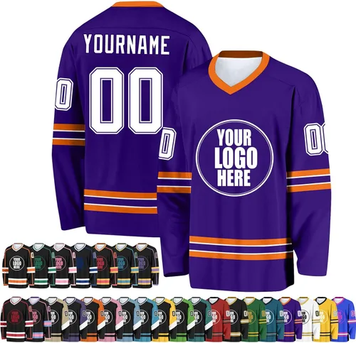 Miniatura 12 de Camiseta de hockey personalizada para hombres/mujeres/jóvenes/niños, nombre personalizado/número/logotipo de gran tamaño camiseta de entrenamiento