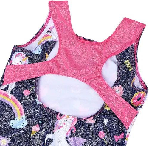Miniatura 4 de Leotardo de gimnasia para niñas, con espalda hueca, de una pieza, con diamantes brillantes, para ballet, para niñas, leotardo