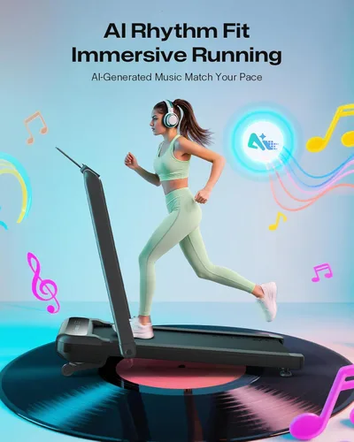 Miniatura 3 de UREVO Smart Treadmill with 9% Incline, 3-in-1 Foldable Treadmill with Handle for Home/Office Fitness, Runner-Focused Design, 6 HIIT Programs & Auto