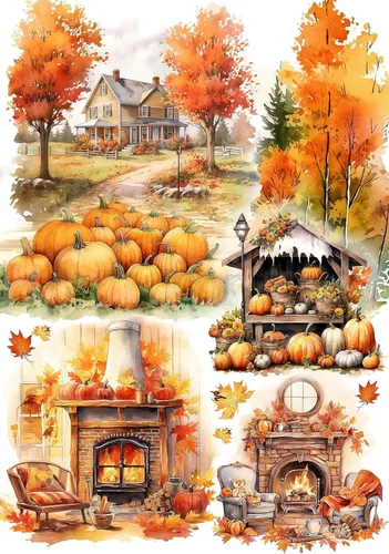 Miniatura 7 de Papel de arroz para Decoupage A4 American Holidays, Acción de Gracias, Halloween, 4 de julio (banderas estadounidenses del 4 de julio, 2 hojas)