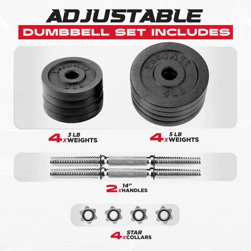 Miniatura 2 de Yes4All Juego de mancuernas ajustables con pesas y conector - Equipo de ejercicio y entrenamiento - Opciones de tamaño de 40 libras a 200 libras Z.