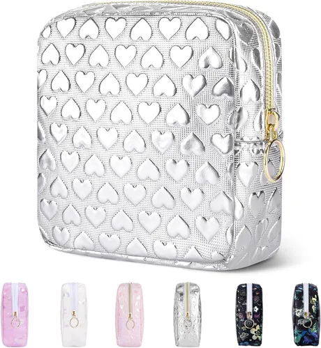 Miniatura 15 de Likesing Mini bolsa de maquillaje de 5.3 pulgadas para bolso, pequeña bolsa de maquillaje a cuadros para cosméticos de viaje para mujeres y niñas