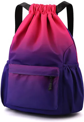 Miniatura 12 de Mochila con cordón para mujer, bolsa de gimnasio con cordón, resistente al agua, pequeña bolsa de cincha
