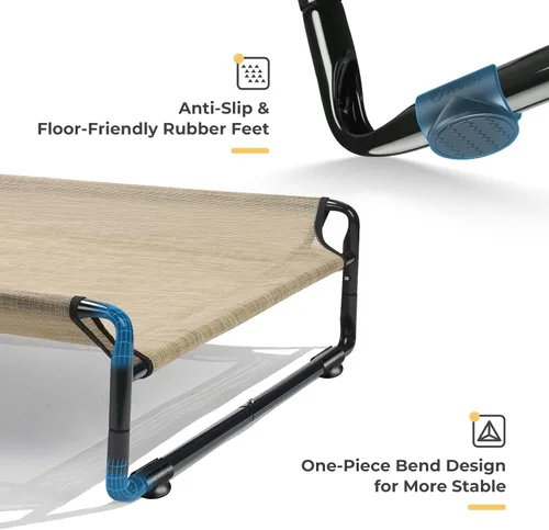 Miniatura 3 de Veehoo Cama elevada para perros al aire libre, camas elevadas para perros grandes, cuna lavable con reposacabezas laterales, patas antideslizantes