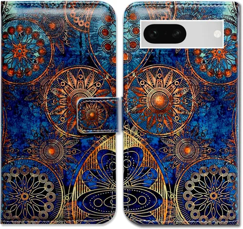 Miniatura 16 de Bcov Pixel 7a - Funda de piel con tapa y función atril para Google Pixel 7a, diseño de flores y mariposas azules Mariposa Azul Flores Rosa