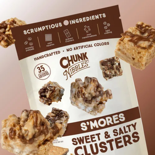 Miniatura 4 de Chunk Nibbles S'mores Snack Clusters - Golosinas inspiradas en fogatas con malvaviscos, galletas Graham, pretzels y chocolate, lote pequeño, hecho a