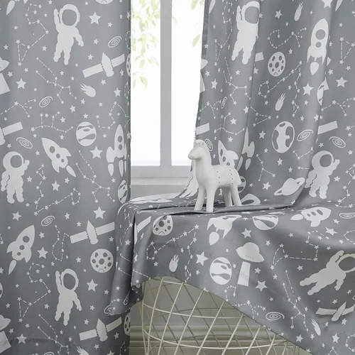 Miniatura 2 de Central Park Cortinas grises de microfibra suave filtrante de luz para niños y niñas, cuarto de bebé, dormitorio, temática de planeta espacial
