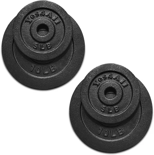 Miniatura 7 de Yes4All Placa de peso de hierro fundido de 1.15 pulgadas, ideal para mango de mancuernas, entrenamiento de fuerza y levantamiento de pesas (juego)