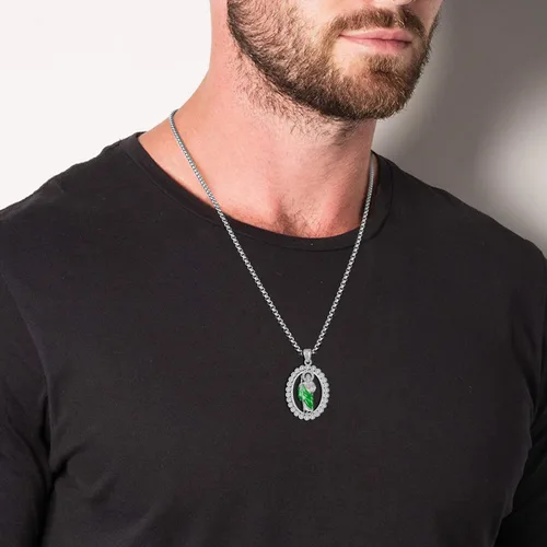 Miniatura 3 de ADMETUS Collar de plata de ley 925 con diseño de santo patrón, collar de amuleto, joyería de cruz para hombre con cadena Rolo de 0.098 in, 22