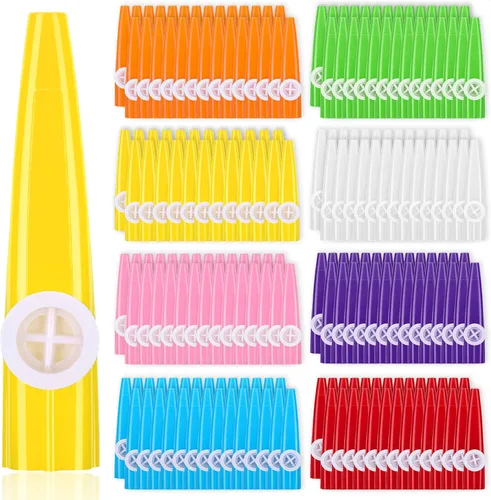 Boao 200 piezas de instrumentos musicales Kazoo de plástico para fiestas para adultos, música divertida Kazoo para niños, aulas, juguetes musicales,