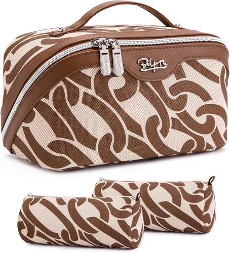 Miniatura 11 de BOYATU Bolsa de maquillaje de viaje para mujer: organizador de cosméticos y artículos de tocador de gran capacidad de 3 piezas - expande
