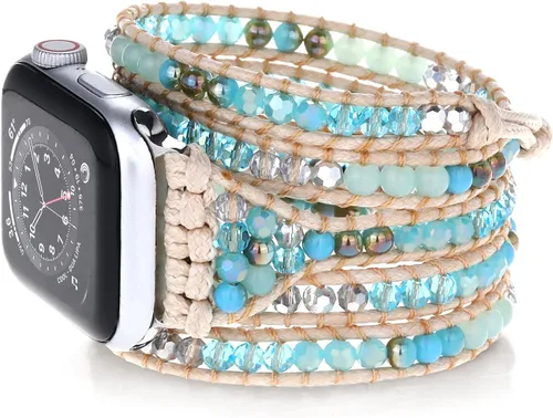Miniatura 8 de Pulsera bohemia compatible con Apple Watch Band de 1.614 in/1.496 in/1.575 in 1.929 in/1.772 in/1.811 in/1.732 in/1.654 in, correa multicapa hecha a