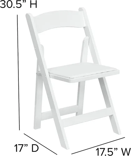 Miniatura 2 de EMMA + OLIVER Paquete de 2 sillas plegables de madera blanca con asiento acolchado de vinilo Blanco