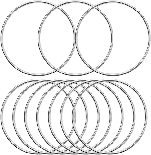 10 anillos de metal de 4 pulgadas para manualidades, aros de plata de macramé, anillos florales para manualidades, suministros de macramé para