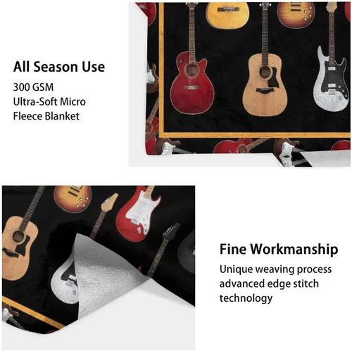 Miniatura 4 de Mercuryelf Manta de guitarra, suave, mullida y cálida, manta pequeña de 30 x 40 pulgadas para regazo y cuna, regalo para los amantes de la guitarra