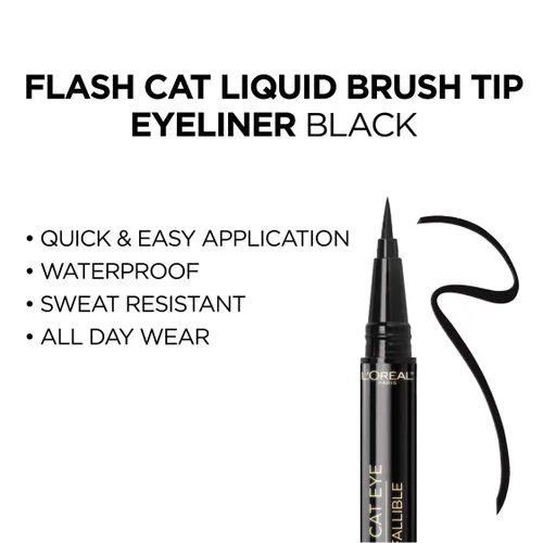 Miniatura 8 de L'Oreal Paris Makeup Infallible Flash Cat Eye Delineador de ojos líquido impermeable, negro, 0.44 onzas