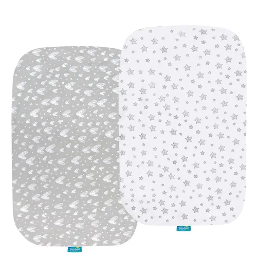 Miniatura 22 de Sábanas ajustadas de moisés compatibles con el moisés Fisher-Price Soothing Motions/Luminate y el moisés portátil Chicco LullaGo Anywhere, paquete