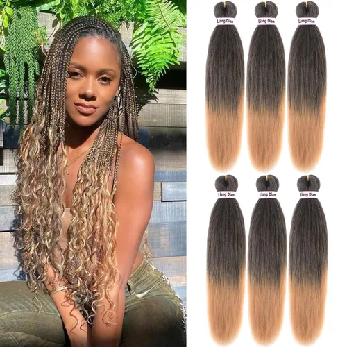 Miniatura 40 de Liang Dian Cabello para hacer trenzas, Cabello estirado para hacer trenzas, 12 pulgadas, 8 paquetes, color ombre púrpura, para sellar en agua