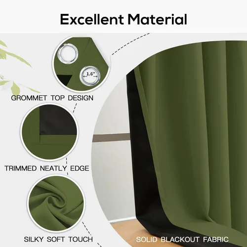 Miniatura 299 de Yakamok Cortinas negras, cortinas de ventana con aislamiento térmico y eficiencia energética para dormitorio, cortinas opacas completas y cortinas
