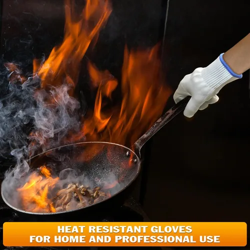 Miniatura 8 de Guantes resistentes al calor para cocinar: 2 pares de guantes de algodón para ollas de cocina, guantes de cocina para hornear, guantes de cocina al