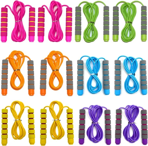 Adjustable Jump Ropes for Kids - Colorful Skipping Ropes with Soft Foam Handles - Ideal for Outdoor & Indoor Play, Fun Games Activity, Fitness,