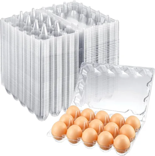Miniatura 8 de Zubebe 200 Piezas Cartones de Huevos de Plástico Transparente - Bandeja Vacía a Granel para Pollos que Sostiene de Forma Segura para Granja Negocio