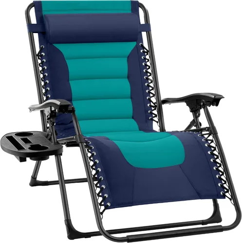 Miniatura 37 de Best Choice Products Silla acolchada de gravedad cero de gran tamaño, reclinable plegable para patio al aire libre, tumbona antigravedad XL