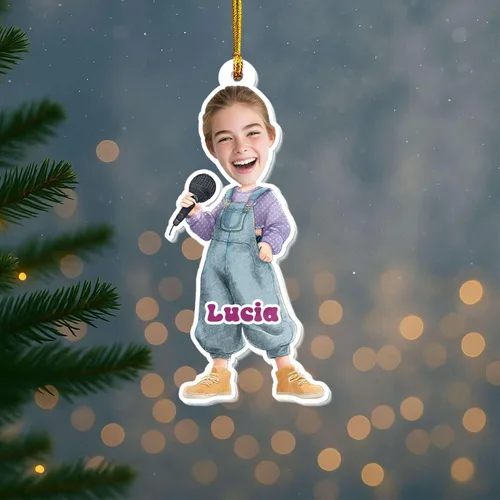 Miniatura 9 de Adorno acrílico en forma de cámara 2D, nombre personalizado y foto colgante de Navidad para fotógrafo, adorno de marco de fotos retro personalizado