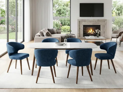 Miniatura 5 de RIVOVA Juego de 2 sillas tapizadas con brazos decorativos, sillas de comedor modernas de felpilla de mediados de siglo para cocina, comedor, sillas