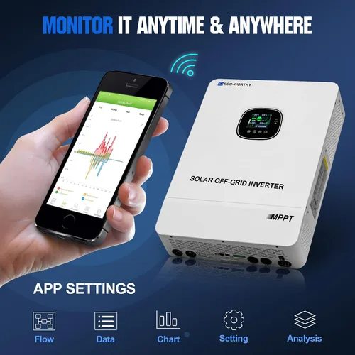 Miniatura 6 de ECO-WORTHY - Estación de energía doméstica de respaldo, salida de CA de 10000 W + batería LiFePO4 de 10240 Wh, soporte de comunicación, Bluetooth