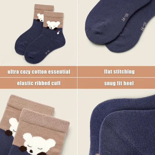 Miniatura 45 de Aisyee Calcetines de algodón para niños, calcetines sin costuras para niños, calcetines coloridos de cuarto de punto, paquete de 6