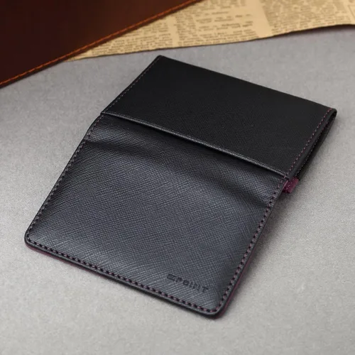 Miniatura 6 de Multicolor sólido para hombre de cuero clip de dinero Navidad para padre, Negro, orquídea mediana-ecm10a04