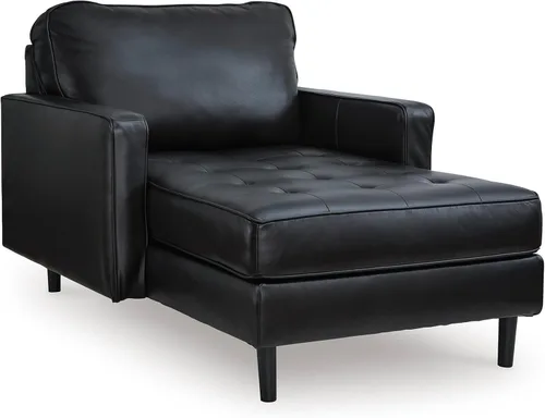 Signature Design by Ashley Bryceview - Tumbona moderna de cuero copetudo con cojín de asiento suelto, color negro