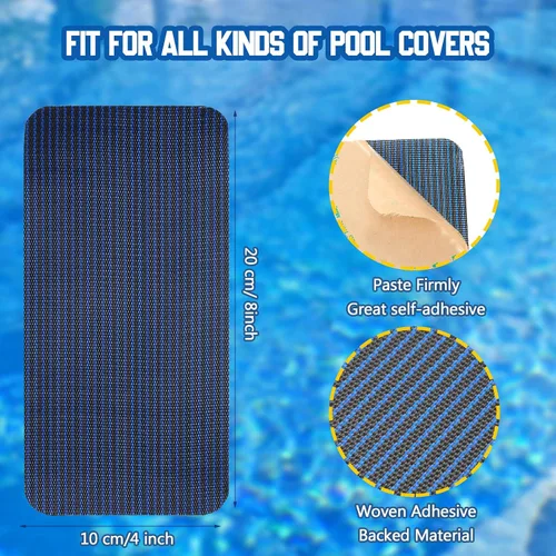 Miniatura 2 de Treela Kit de reparación de 6 piezas de cubierta de seguridad para piscina, kit de reparación de parche azul para piscina, malla autoadhesiva