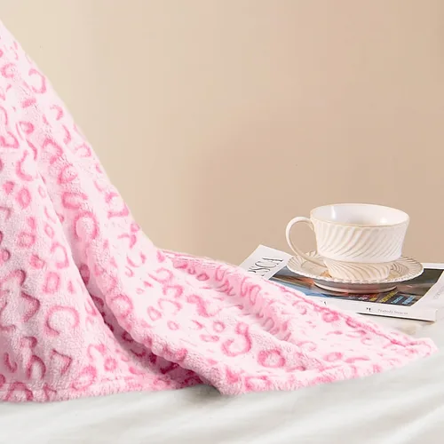 Miniatura 6 de PLEASANT BOULEVARD Manta de forro polar con diseño de leopardo, manta premium ligera y cálida de microfibra de felpa rosa para sofá y cama