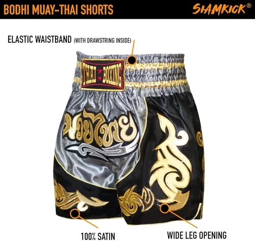 Miniatura 5 de SIAMKICK Pantalones cortos clásicos de Muay Thai para hombres y mujeres, boxeo, kickboxing, alto grado, artes marciales mixtas, ropa de entrenamiento