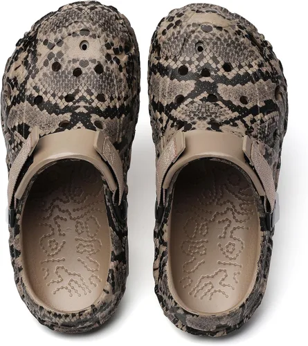 Miniatura 3 de SECHRITE Zuecos de jardín impermeables para hombre y mujer, estampado de serpiente, ligeros, antideslizantes, cómodos con correa ajustable