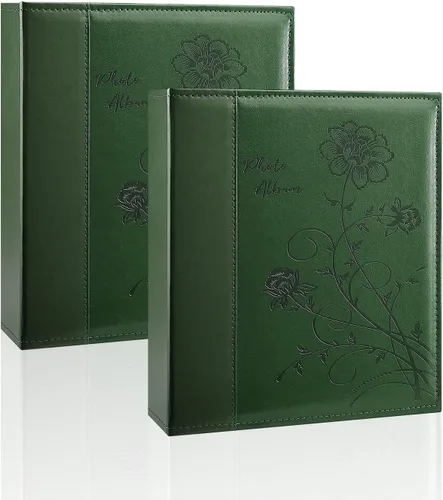 Miniatura 20 de Álbum de fotos de 8x10 con páginas transparentes y bolsillos, cubierta de piel, deslizable, para 50 fotos verticales de 8x10, libro de fotos