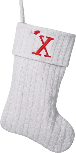 Miniatura 79 de Medias de Navidad personalizadas de 19 pulgadas con iniciales bordadas, medias de Navidad de punto negro para decoraciones de vacaciones familiares