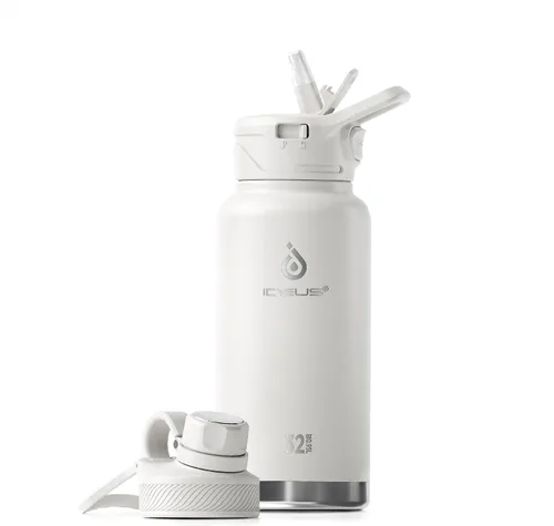 Miniatura 41 de IDEUS Botella de agua aislada de 12 onzas, botella de agua aislada de acero inoxidable para la escuela, botellas aisladas con pajitas a prueba