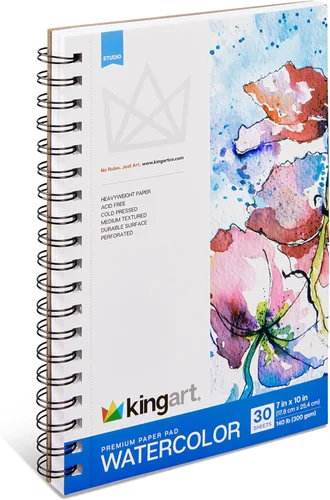 Miniatura 4 de KINGART Papel de acuarela (612-1), 7 x 10 pulgadas, 30 hojas