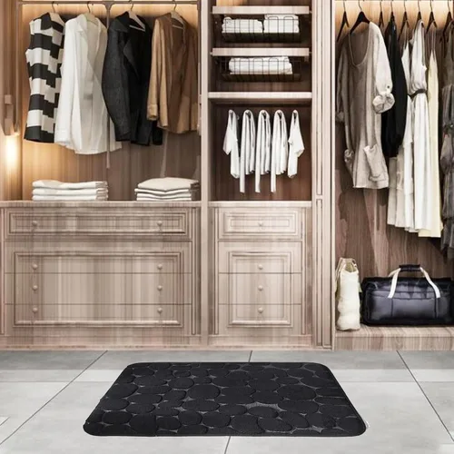 Miniatura 6 de Tapete de baño negro de secado rápido, 24 x 36 pulgadas, antideslizante, de espuma viscoelástica, lavable a máquina